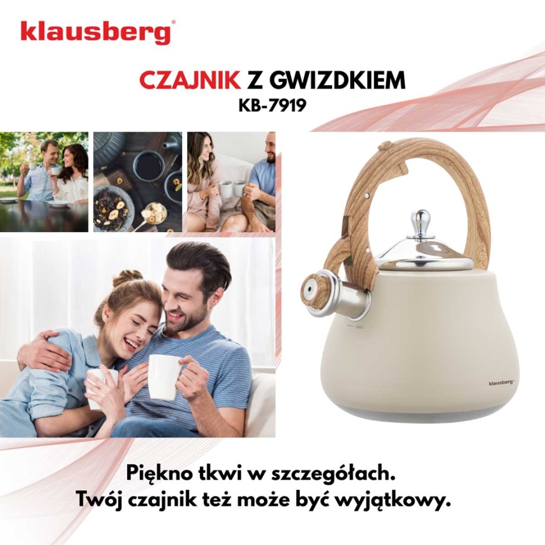 CZAJNIK STALOWY Z GWIZDKIEM 2,8L KLAUSBERG KB-7919